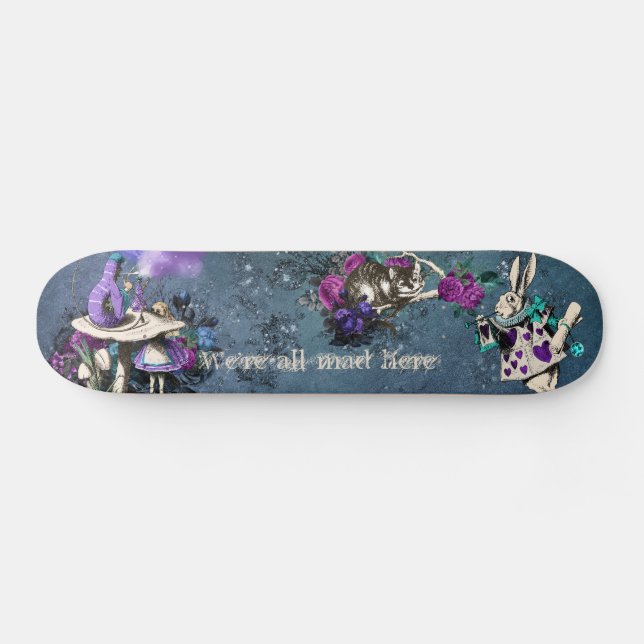Illustration zur Vintagen dunkelblauen Alice im Wu Skateboard (Horizontal)