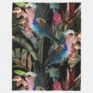 Illustrationen der Blume, tropische Pflanze, Vögel Fleecedecke