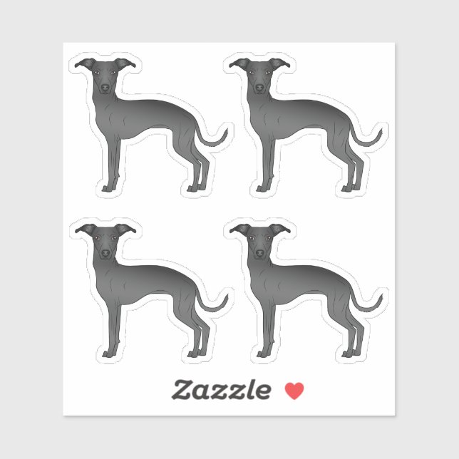 Illustrationen des schwarzen Greyhound Cartoon Dog Aufkleber (Blatt)