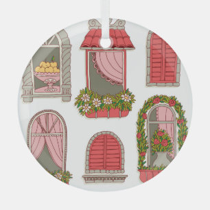 Illustrationen mit antiken Fenstern: Künstlerisch. Ornament Aus Glas