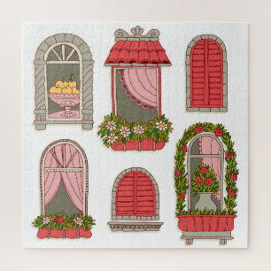 Illustrationen mit Vintagen Windows: Künstlerisch.