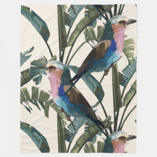 Illustrationen von Bananen Blätter, Vogel. Fleecedecke
