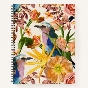 Illustrationen von tropischen Blume, exotischen Vö Notizbuch
