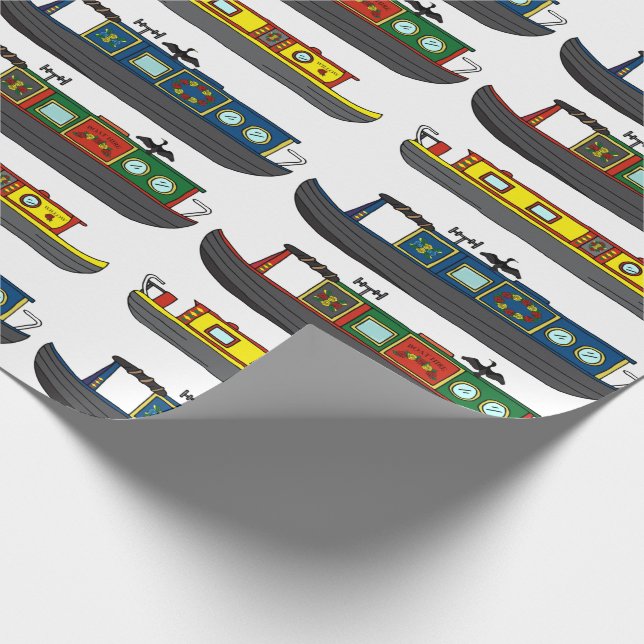Illustrationen zum Schiff von Barges und Narrowboa Geschenkpapier (Ecke)