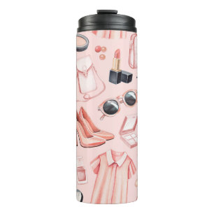 Illustrationen zur Mode. Nahtloses Muster Thermosbecher