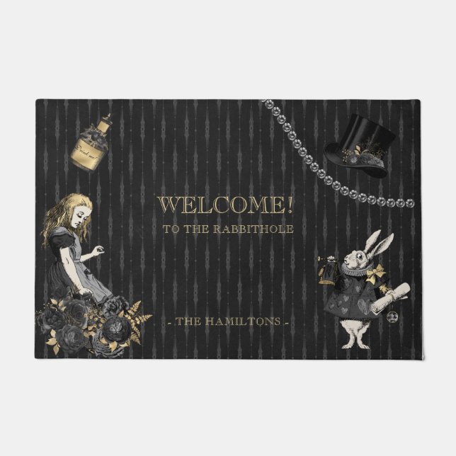 Illustrationen zur Schwarzen Alice im Wunderland Fußmatte (Vorderseite)