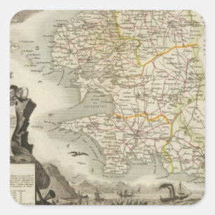 Illustrations-Atlas-Karten Quadratischer Aufkleber