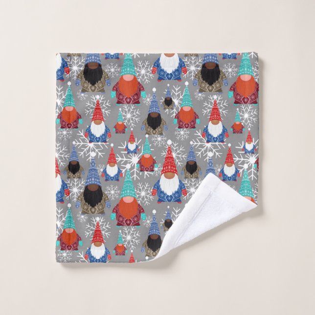 Illustrations de flocon de neige Gnome Motif de No (Gant de toilette)