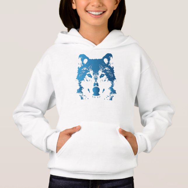 Illustrations-Eis-Blau-Wolf Hoodie (Vorderseite)