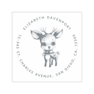 Illustrationsadresse für niedliches Baby Deer Cart Permastempel