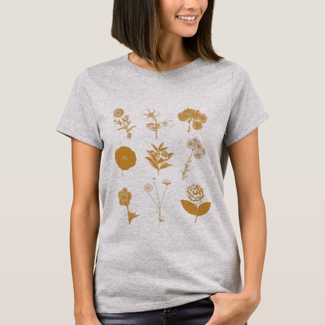 IllustrationsCollage zur Vintagen Blume T-Shirt (Vorderseite)