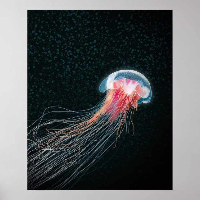 Illustrationsdruck für Quallenfische in Tiefsee Poster (Vorne)