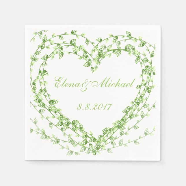 Illustrationsgrüne Blätter Wreath Wedding Customiz Serviette (Vorderseite)