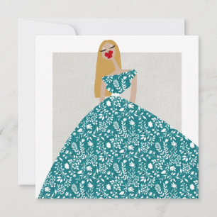 Illustrationskarte für das weiße Blumenkleid Einladung