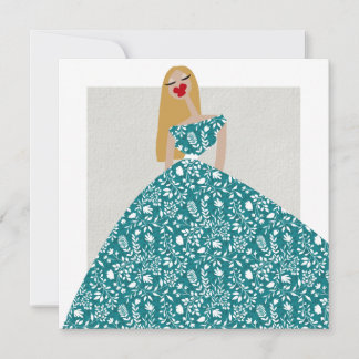 Illustrationskarte für das weiße Blumenkleid Einladung