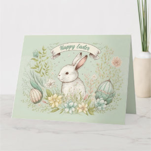 Illustrationskarte für glückliche Osterblumen Karte