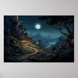 Illustrationskurvenweg zur Hütte Poster