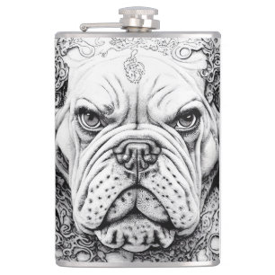 Illustrationslinie "English Bulldog Pet Wild Natur Flachmann