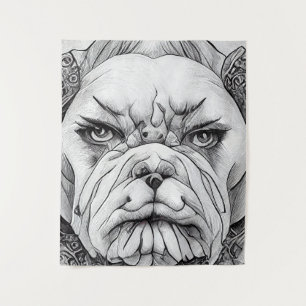 Illustrationslinie "English Bulldog Pet Wild Natur Wandteppich