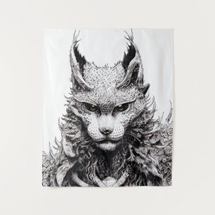 Illustrationslinie Lynx Wild Cat Animal Wild Natur Wandteppich
