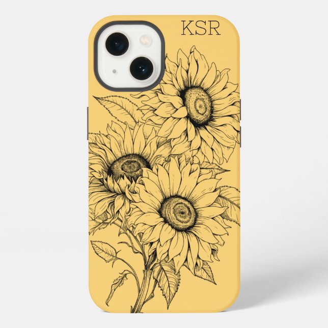 Illustrationsmonographie der Sonnenblumen iPhone Hülle (Rückseite)