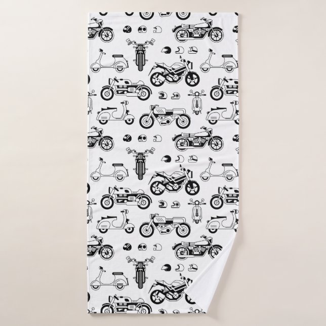 Illustrationsmotorräder Roller und Helme Badehandtuch (Badehandtuch)