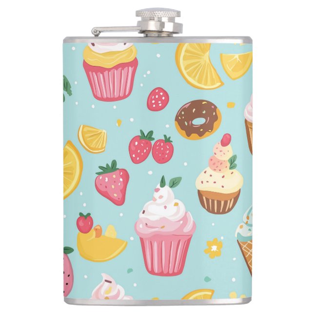 Illustrationsmuster für ansprechbare Lebensmittel Flachmann (Vorderseite)