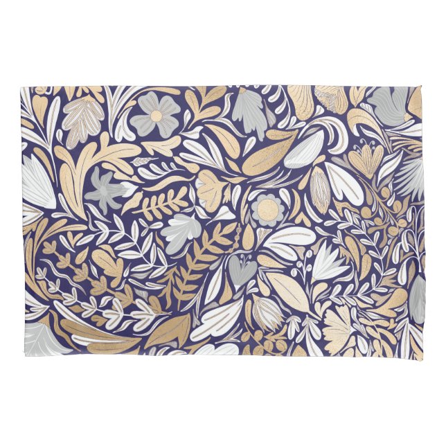 Illustrationsmuster für das blaue Blattmuster der  Kissenbezug (Vorderseite)