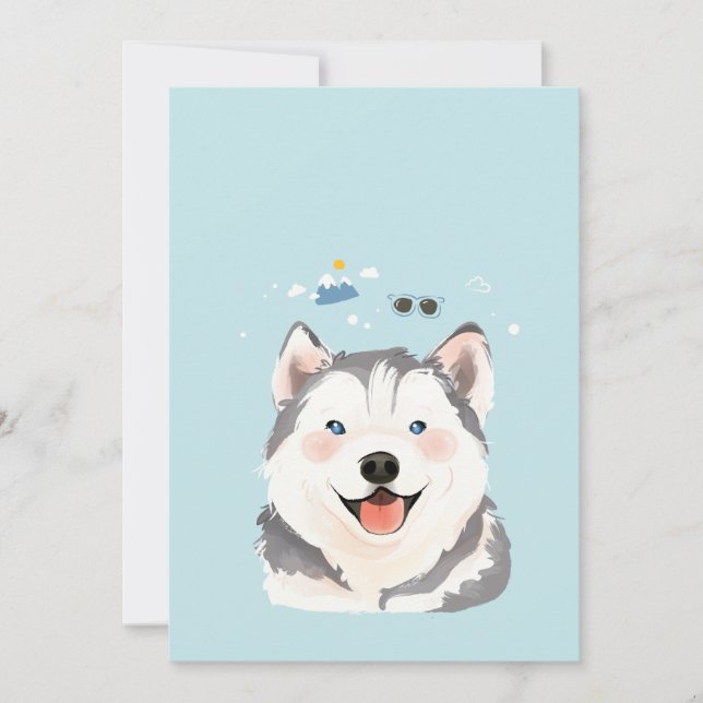 Illustrationsportrait Siberischer Husky-Hund Dankeskarte (Vorderseite)