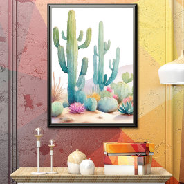 Illustrationsporträt zur Wasserfarbenwüste Poster