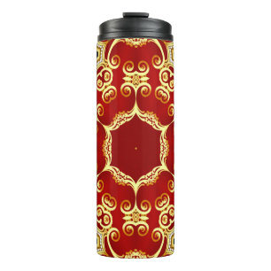 Illustrationsrahmen mit Muster gold pp Thermosbecher
