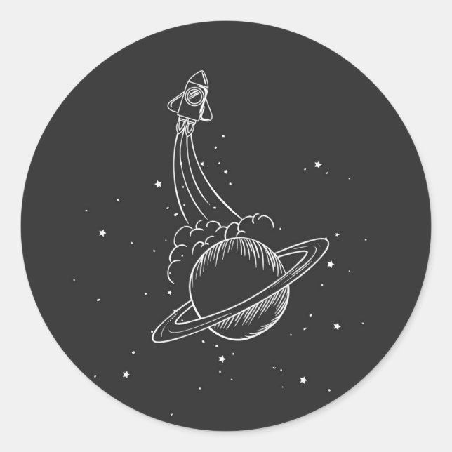 Illustrationsraumschiff Saturn Runder Aufkleber (Vorderseite)