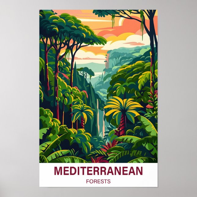 Illustrationsreise zum mediterranen Wald Poster (Vorne)