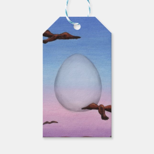 Illustrationsriese, umgeben von Vögeln Geschenkanhänger (Vorderseite)