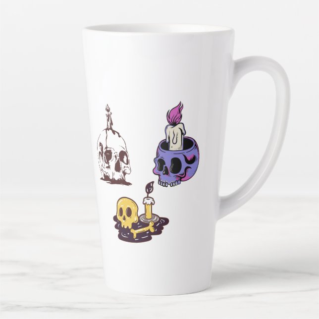 Illustrationsset Schädel und Kerzen Milchtasse (Rechts)