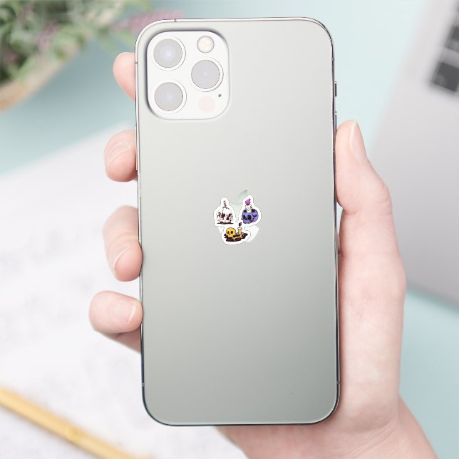 Illustrationsset Totenköpfe und Kerzen Aufkleber (Telefon)