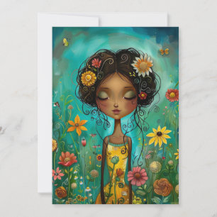 Illustrationsstil für Frauen und Blume Karte