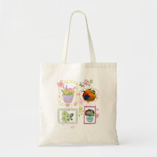 Illustrationstasche mit floralen Früchten    Tragetasche