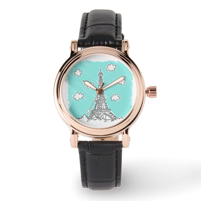 Illustrationsustrationsuhren des Eiffelturms Armbanduhr (Vorderseite)