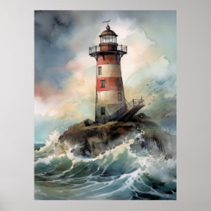 Illustrative Leuchtturm Print oder Poster