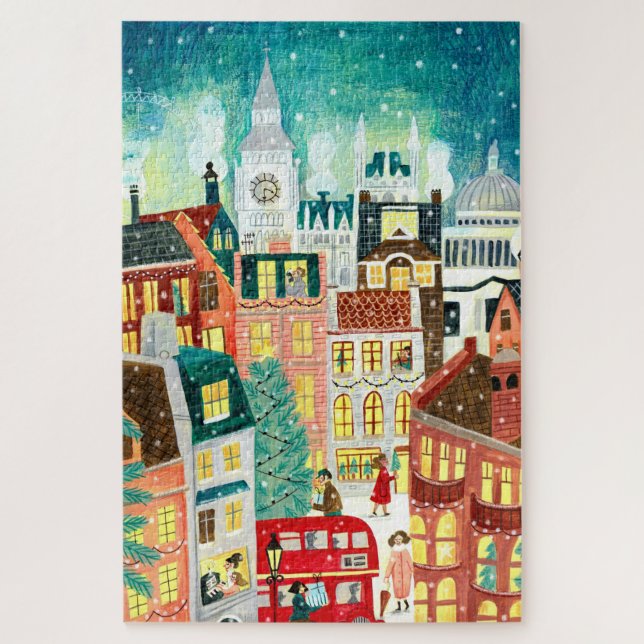 Illustrative Londoner Stadt im Schneehotel (Vertikal)