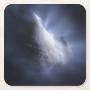 Illustrative Nah-up der Comet Tempel. Rechteckiger Pappuntersetzer