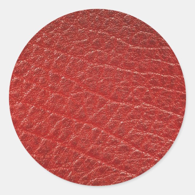 Illustrative rote Ledertextur Runder Aufkleber (Vorderseite)