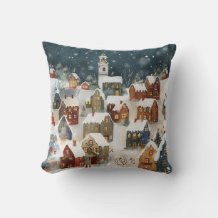 Illustrative Weihnachtsstadt Kissen