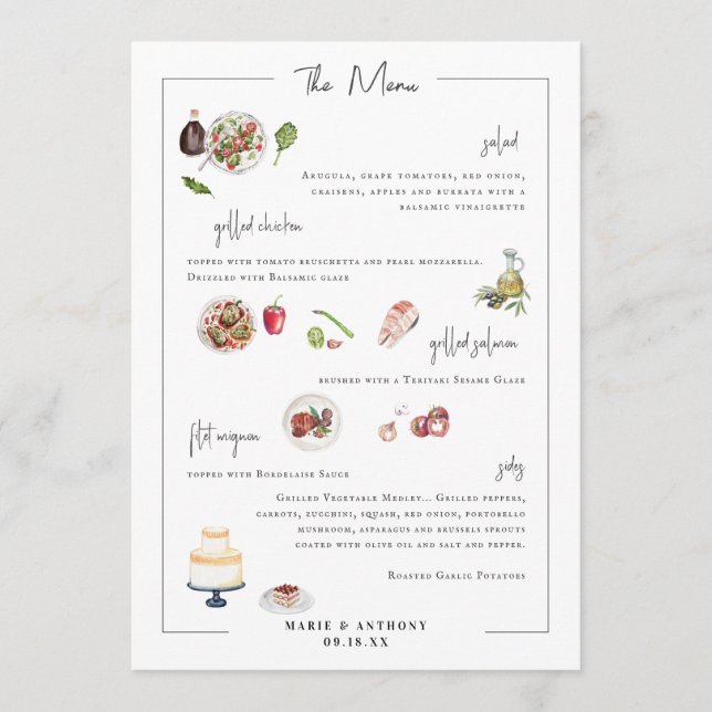 Illustré sur mesure | Menu Mariage (Devant)