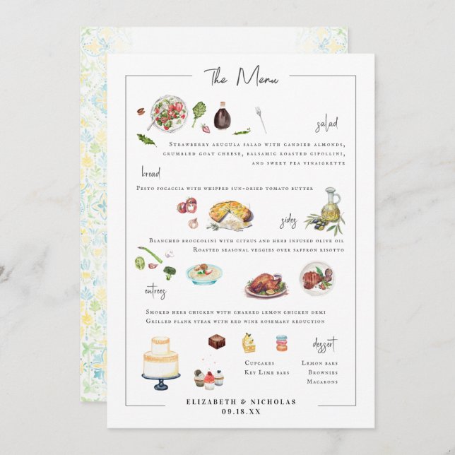 Illustré sur mesure | Menu Mariage (Devant / Derrière)