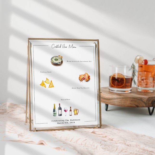 Illustré sur mesure | Poster du menu Mariage (Créateur téléchargé)