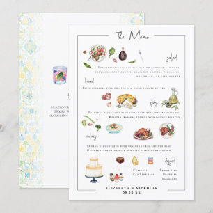 Illustriert Bespoke Hochzeitmenü Menükarte