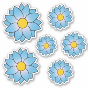 Illustriert-blaue Blume-Mehrfachaufkleber Aufkleber