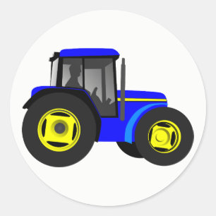 Illustriert-Blue-Traktor Runder Aufkleber